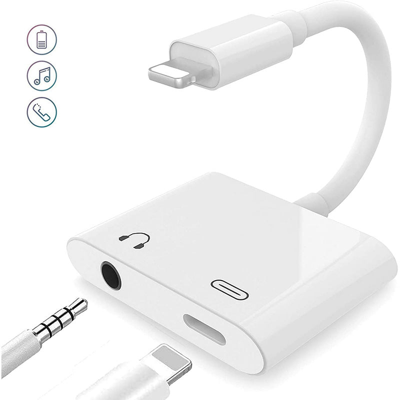 Wholesale 2-in-1 Lightning to 3.5mm Headphone & Charger Adapter | Audio Splitter Factory
